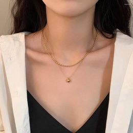 Chains Gold Color Balls Pendant Beads Stainless Steel Necklace Choker