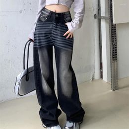 Women's Jeans Fashion Slim Women Straight Vintage Simple Female Wide Leg Pants Casual Office Ladies Buttons Zipper Y2K Clothes 2024