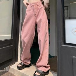 Women's Jeans Rimocy 2024 Harajuku Loose Streetwear High Waist Wide Leg Pants Woman Simple Baggy Straight Trousers Female