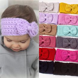 Hair Accessories Winter Warm Headwear Born Toddler Infant Baby Boys Girls Knitted Headbands Stretch Solid Bow Hairband