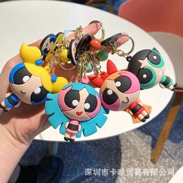 Cute cartoon flying female police officer anime keychain soft rubber doll car keychain couple pendant creative gift