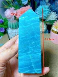 Decorative Figurines Big Natural Caribbean Calcite Crystal Quadrilateral Wand Single Point Sky Blue Healing Stone Tower For Decoration