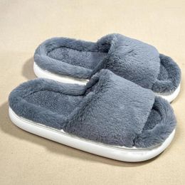 Slippers Fluffy Plus Velvet Winter Keep Warm Soft Comfortable Cotton Flat Shoes Home Indoor Cute Lightweight Couple Shoe