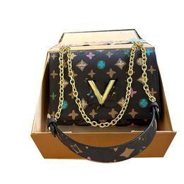 24SS Women Luxury Designer patent leather Classic Colorful Flowers Totes Bags Handbag Shouder Crossbody Ladies Handbags With Original Metal pouch Purse 24cm