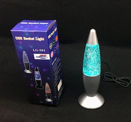 3D Rocket Night Multi Color Changing Lava Lamp RGB LED Glitter Party Mood Night Light Christmas Gift Bedside Night lamp christmas 7319723