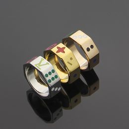 New Design letter Enamel Colour women Ring White Gold Diamonds men rings Designer Jewellery R0042R