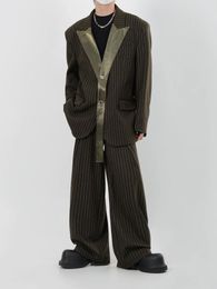 Men's Jackets Dark Avant-Garde Style Clothes Deconstructed Striped Patchwork Suit Men Little Jacket