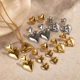 Stud Earrings INS Elegnat Love Heart-shaped Gold Plated Studs For Women Girls Vintage Smooth Surface Waterproof Chic Jewellery Gift