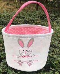 Whole Canvas Easter Basket Bunny Easter Bucket Blank Bunny Tote Bags Kids Gift Happy Easter Rabbit Decoration SSA2241138334