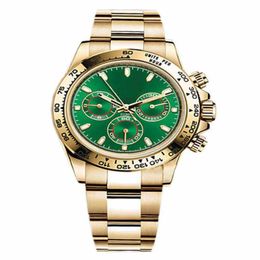 Watch mens master design sports style automatic movement gold stainless steel case green dial folding button302E