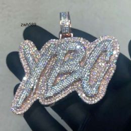 Designer Jewellery Hot Selling VVS Hip Hop Full Iced Out S925 Two-Tone Moissanite Diamond Letter Customised With Own Pendant Necklace