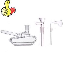 Wholesale Protable Tank Shape HOOKAH 3D creative mini water glass dab rig bong pipe with oil burner or tobacco smoking dry herb bowl