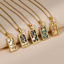 Design Stainless Steel Tarot Card Necklaces Colorful Gometric Empress Moon Sun Lovers Christmas Jewelry Gift for Women 240311