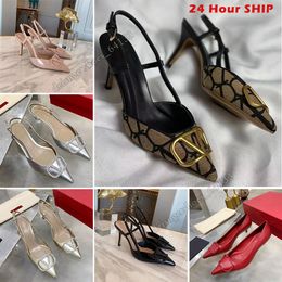 Luxury Womens Heels Designer High Heels women platform Dress Classics Metal Buckle 4cm 6cm 8cm 10cm Thin Heel Pointed Toe Black Nude Red heels shoes woman designer