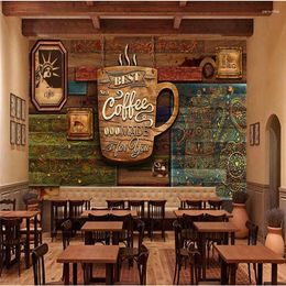 Wallpapers Customise HD Hand-painted Senior Retro Cafe Wallpaper Resturant Custom Large Mural Green Papel De Parede Para Quarto