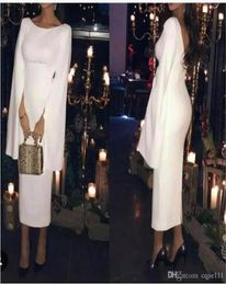 2020 New Design Evening Dresses Scoop Neck Satin Long Sleeves Occasion Wear Celebrity Prom Gowns Custom Made In China vestidos de 6787871