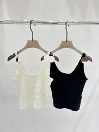 1118 2024 Runway Spring Summer Brand Same Style Sleeveless Crew Neck Pullover Black White Women's Sweaters shun