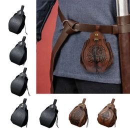Bags Mediaeval Leathers Vintage Embossed Drawstring Bag Waist Pack Portable Coin Purse Dices Bag Easy to Use