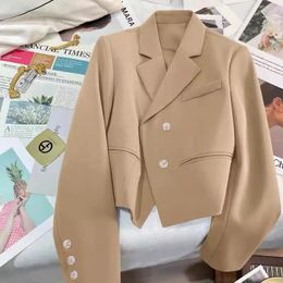 Women's Suits Khaki Short Jacket Suit 2024 Spring And Autumn Casual Versatile Korean Version Crop Blazer Coat K048