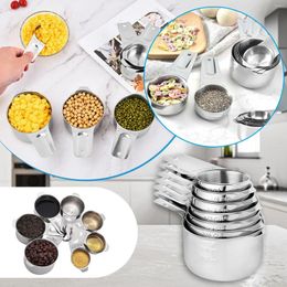 Storage Bottles 304 Stainless Steel Measuring Cup Suit Kitchen Spoon Baking Appliance Organisation Bins With Lids