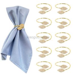 Towel Rings 6Pcs Alloy Metal Leaves Napkin Ring Holder Circle Towel Buckle Rings Wedding Birthday Party Dinnig Table Decoration For Home 240321