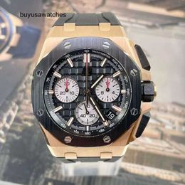 Popular Luxury AP Wrist Watch Royal Oak Offshore Series 26420RO New Rose Gold Ceramic Ring Chronograph Mens Fashion Leisure Business Sports Machinery Watch