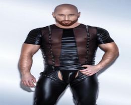 Sexy GAY Men039s Bondage Fetish Black Stretch PVC Look Latex Spandex jumpsuit 67285374271