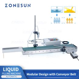Processors ZONESUN Automatic Electrical Conveyor Belt Single Head Liquid Filler Can Sense High Precision Heat Resistance Filling Machine