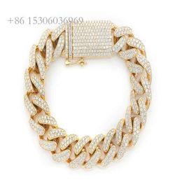 16Mm Miami Link Real Diamond Wholesale Iced Out Bling Charm Hip Hop Jewellery For Men Cuban Bracelet