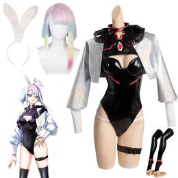 cosplay Anime Costumes Lucy Cosplay comes to wig anime Edgerunners fantasy womens bunny girl sexy jumpsuit Halloween dress up womens role-playingC24321