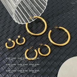 Hoop Earrings Hollow Thick Ring For Women's Versatile Circled C-shaped