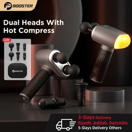 Massage Gun Booster Electric Massage Gun DM Dual Heads Portable Hot Compress Massager for Muscle and Shoulder Relaxation Pain Relief 4 Gears 240321