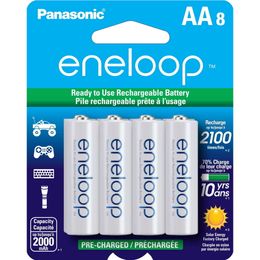 Panasonic Eneloop BK-3MCCA8BA Pre-charged Nickel Metal Hydride AA Rechargeable Batteries, 8-battery Pack