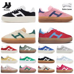 Fashion Platform Designer Women Casual Shoes Bold Cream Collegiate Green Wild Pink Gum Black White Super Pop Flat Trainers Suede Leather Loafers Sneakers Size 36-40
