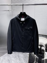 2024 Spring Autum Letter Print Men's Jackets Hooded Breathable Button Zipper Men's Outerwear Coats CHJ004