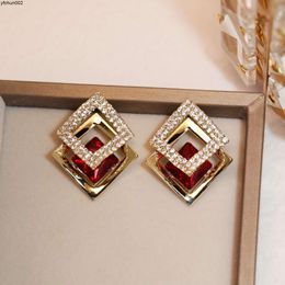 Advanced and Luxurious Geometric Diamond Blue Crystal Earrings New Trendy Internet Red Temperament Ear Accessories Twws