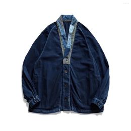 Men's Jackets 2024 KAPITAL Japanese Batik Patchwork Distressed Washed Loose Long Sleeved Jacket WY942