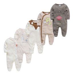 5 Pcs/lot Baby Girl Rompers Roupa De Bebes Long Sleeve Summer Soft Cotton Boys Clothes Born Body Bebes Clothing 211023