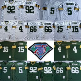 Retro 1949 1993 1994 Football 15 Bart Starr Jersey Vintage 66 Ray Nitschke 92 Reggie White 5 Paul Hornung 89 James Jones 18 Randall Cobb 4 Brett Favre 75th Stitching