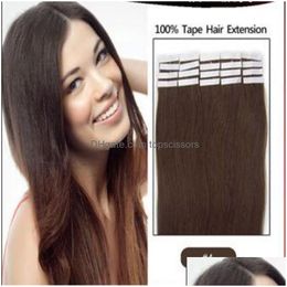 Clip In/On Hair Extensions Top Quality 50G 20Pcs 25Pcs Glue Skin Weft Pu Tape In Human 18 20 22 24Inch Brazilian Indian Extension11340 Dhqf5