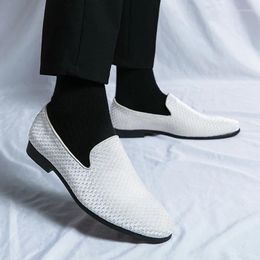 Casual Shoes White Men Fashion Flat Bottom Loafers Comfy Leather Drive Footwear Men's Slip On Walk Lazy