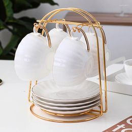 Kitchen Storage 1pc Water Draining Iron Coffee Cup Holder With Hook Save Space Glass Plate Gold/silver Tea Display Rack