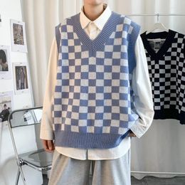 Men's Vests High Quality Sweater Autumn Fashion Men Vest Korean Business Knitted Waistcoat Oversize A45