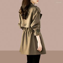 Women's Trench Coats British Suit Collar Coat Spring Autumn Double Breasted Windbreaker Khaki Outerwear