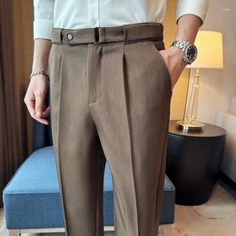 Men's Suits 2024 Spring Summer Business Casual Suit Pants Men Fashion Slim Fit Ankle Length Office Social Wedding Party Clothing