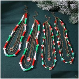 Earrings Necklace Set Christmas Colorf Bells Bell Tree Crystal Pendant For Women Men Fashion Xmas Party Gift Jewellery Drop Delivery Set Otwsr