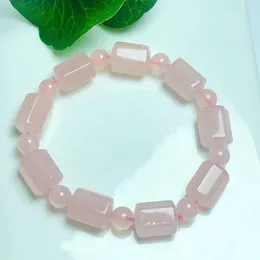 Decorative Figurines 10 14mm Cost Effective Natural Rose Quartz Crystal Healing Barrel Bead Bracelet Fashion Jewelry Gift For