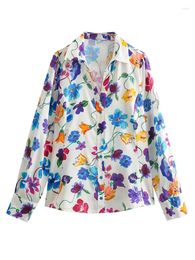 Women's Blouses TF.MLN Women Floral Print 2024 Spring Fashion Ladies Single Breasted Causal Tops Long Sleeve Lapel Thin Shirts