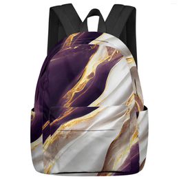 Backpack Marble Texture Purple Women Man Backpacks Waterproof Travel School For Student Boys Girls Laptop Book Pack Mochilas