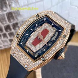 Diamond Sports Wrist Watch RM Wristwatch Red Lips Full of Stars Womens Series Rm07-01 18k Rose Gold Original Diamond Automatic Mechanical Womens Watch Famous Watch